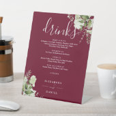 Signe De Table Burgundy Floral Greenery Mariage Boissons Menu (In SItu)