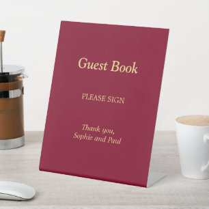 Signe De Table Burgundy Golden Beige Livre d'hôtes Signal de piéd