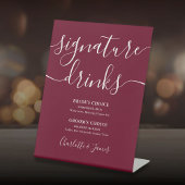 Signe De Table Burgundy Moderne Script Mariage Signature Boissons