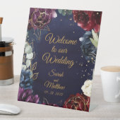 Signe De Table Burgundy Navy Bienvenue À Notre Mariage (In SItu)