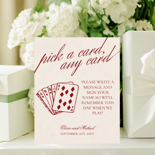 Signe De Table Burgundy Pick A Card Any Card Guestbook