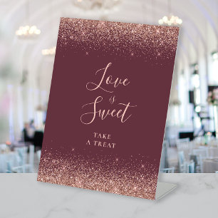 Signe De Table Burgundy Rose Gold Pailletés Mariage L'Amour Est D