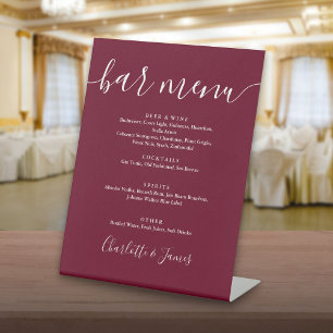 Signe De Table Burgundy Signature Script Mariage Bar Menu