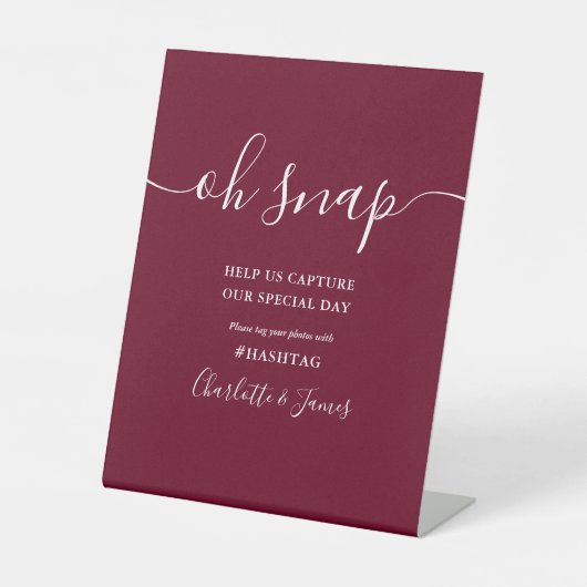 Signe De Table Burgundy Signature Script Oh Snap Mariage (Recto)