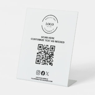 Signe De Table Business Code QR Logo Social Handle site web Bouti