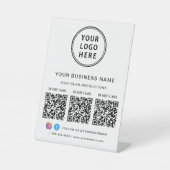 Signe De Table Business Logo 3 QR Codes Social Media (Recto)