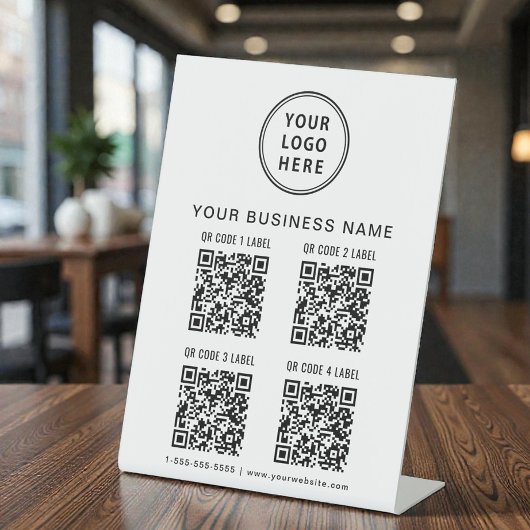 Signe De Table Business Logo 4 QR Codes