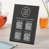 Signe De Table Business Logo 4 QR Codes Black (In SItu)