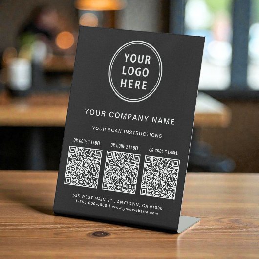 Signe De Table Business Logo Create 3 QR Codes Black