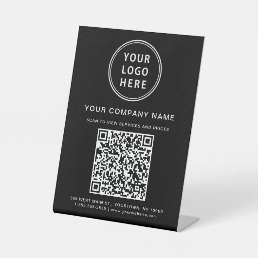 Signe De Table Business Logo Create Your QR Code Black (Recto)