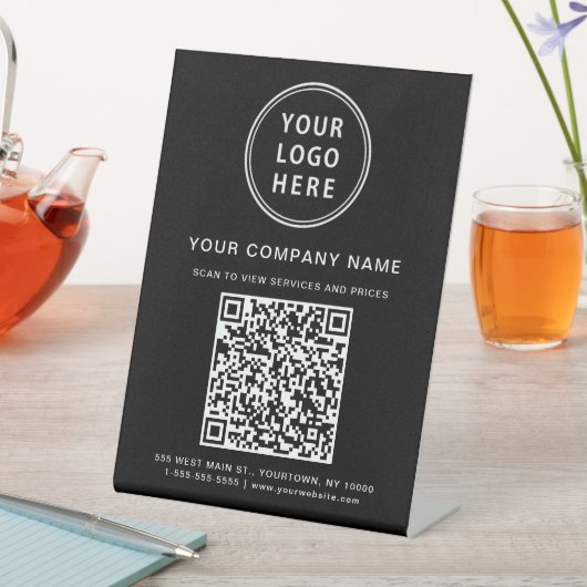 Signe De Table Business Logo Create Your QR Code Black (In SItu)