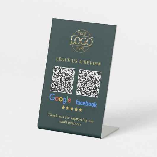 Signe De Table Business Logo Google & Facebook Reviews QR Code (Recto)