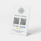 Signe De Table Business Logo Google & Facebook Reviews QR Code (Recto)