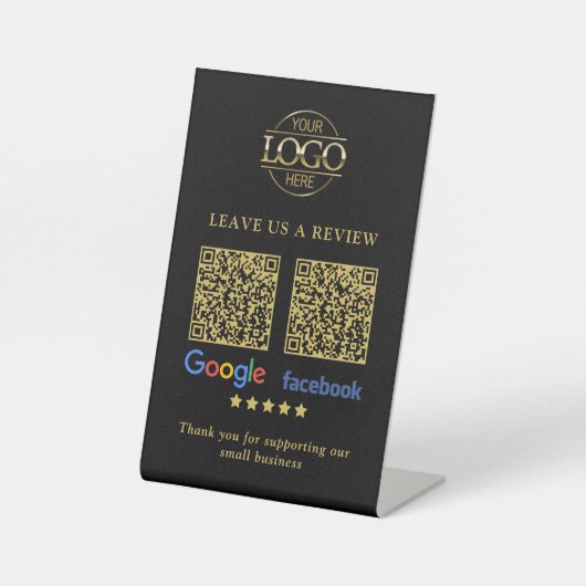Signe De Table Business Logo Google & Facebook Reviews QR Code Pe (Recto)