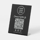 Signe De Table Business Logo QR Code Black Tabletop (Recto)