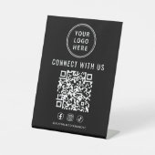 Signe De Table Business Logo QR Code Black Tabletop (Recto)