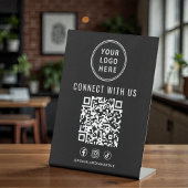 Signe De Table Business Logo QR Code Black Tabletop