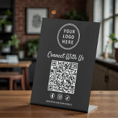 Signe De Table Business Logo QR Code Black Tabletop