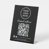 Signe De Table Business Logo QR Code Connect With Us Tabletop (Recto)