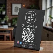 Signe De Table Business Logo QR Code Connect With Us Tabletop
