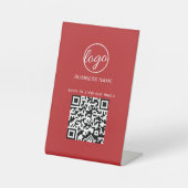 Signe De Table Business Logo QR Code Menu Restaurant Rouge (Recto)