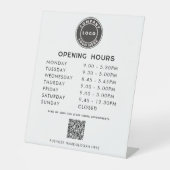 Signe De Table Business Logo QR Code Opening Hours (Recto)