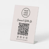 Signe De Table Business Logo QR Code Pink Tabletop (Recto)