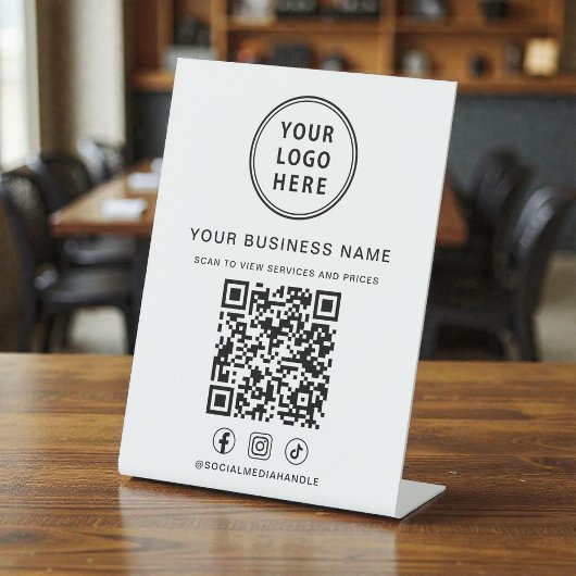 Signe De Table Business Logo QR Code Social Media