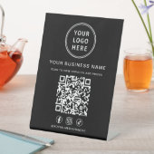Signe De Table Business Logo QR Code Social Media Black (In SItu)