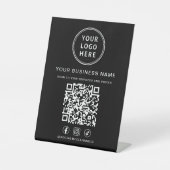 Signe De Table Business Logo QR Code Social Media Black (Recto)
