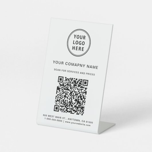 Signe De Table Business Logo Scan Me Create Your QR Code (Recto)