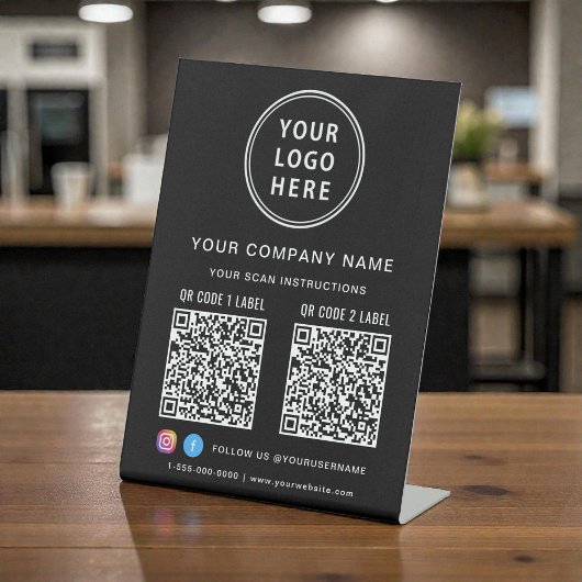 Signe De Table Business Logo Social Media Create 2 QR Codes