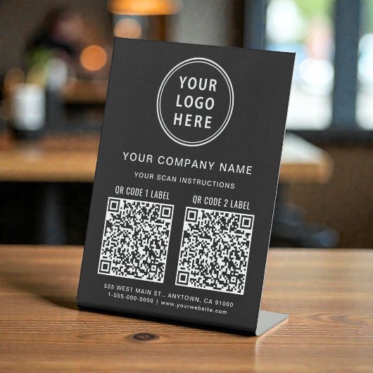 Signe De Table Business Logo Social Media Create 2 QR Codes