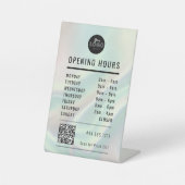 Signe De Table Business Open Hours Green Holographic Logo QR Code (Recto)