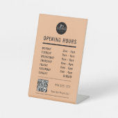 Signe De Table Business Open Store Hours Black Peach Logo QR Code (Recto)