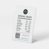 Signe De Table Business Opening Hours Black & White Logo QR Code (Recto)