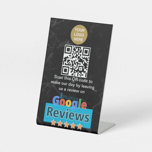 Signe De Table Business QR Code Google Review Pedestal Sign (Recto)