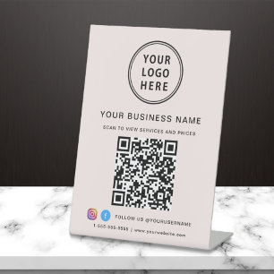 Signe De Table Business QR Code Logo Médias sociaux rose