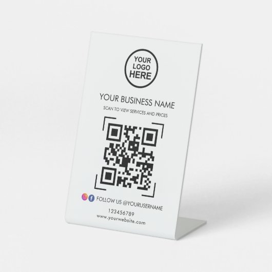 Signe De Table Business QR Code Logo Médias sociaux Signal de pié (Recto)