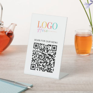 Signe De Table Business QR Code Logo Modern Minimal Simple Menu