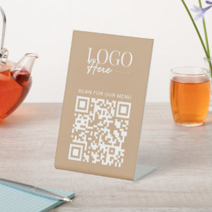 Signe De Table Business QR Code Logo Modern Minimal Simple Menu