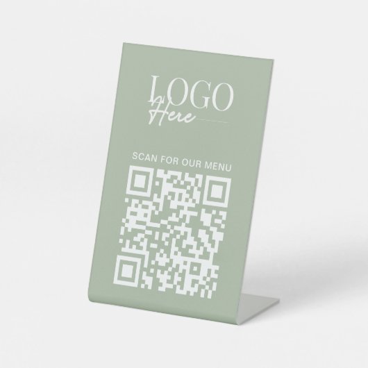 Signe De Table Business QR Code Logo Modern Minimal Simple Menu (Recto)