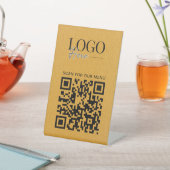 Signe De Table Business QR Code Logo Modern Simple Gold Menu (In SItu)