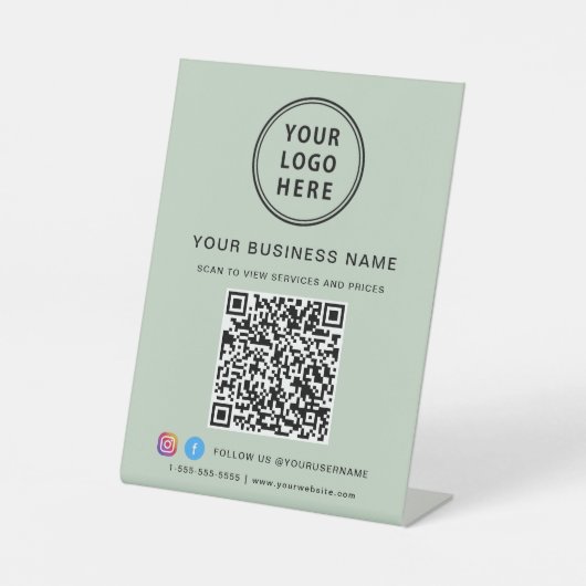 Signe De Table Business QR Code Logo Social Media Sage (Recto)