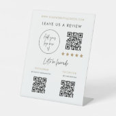 Signe De Table Business Review QR Code Socials Pedestal Scan Sign (Recto)