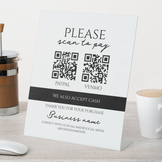 Signe De Table Business Scan to Pay Personalized QR Code (In SItu)