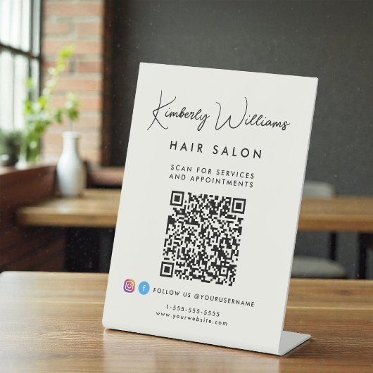 Signe De Table Business Signature Script Monogram QR Code