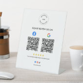 Signe De Table Business Social Review Pedestal Sign with Qr Code (In SItu)