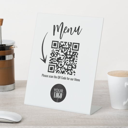 Signe De Table Business Tabletop QR Code Modern Logo Menu (In SItu)