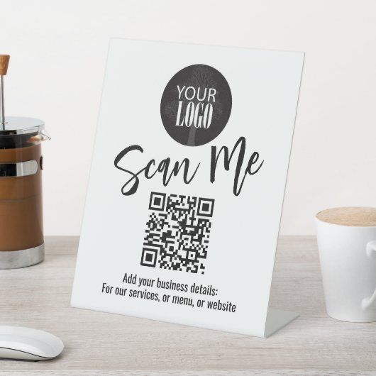 Signe De Table Business Tabletop QR Code Modern Logo Simple (In SItu)